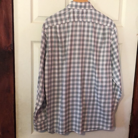 Tommy Hilfiger White Green Blue Purple Graph Plaid Dress Shirt Mens 17 34-35 - Picture 7 of 12